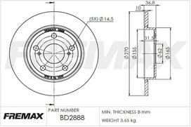 Stabdžių diskas FREMAX BD-2888