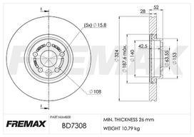 Stabdžių diskas FREMAX BD-7308
