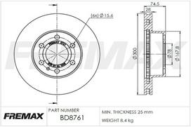 Stabdžių diskas FREMAX BD-8761