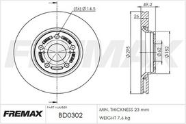 Stabdžių diskas FREMAX BD-0302