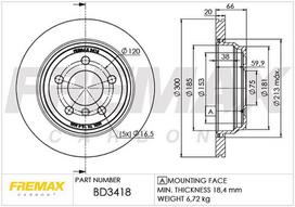 Stabdžių diskas FREMAX BD-3418