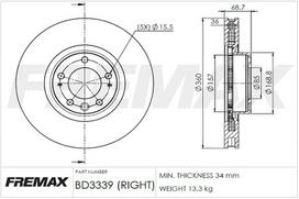 Stabdžių diskas FREMAX BD-3339