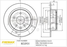 Stabdžių diskas FREMAX BD-2931
