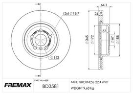 Stabdžių diskas FREMAX BD-3581