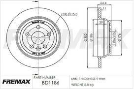 Stabdžių diskas FREMAX BD-1186