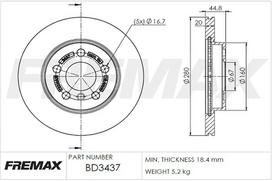 Stabdžių diskas FREMAX BD-3437