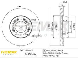 Stabdžių diskas FREMAX BD-8766