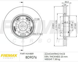 Stabdžių diskas FREMAX BD-9076