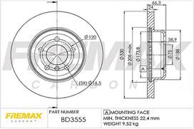 Stabdžių diskas FREMAX BD-3555