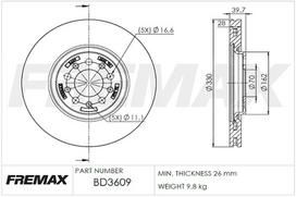 Stabdžių diskas FREMAX BD-3609