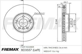 Stabdžių diskas FREMAX BD-3557