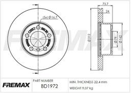Stabdžių diskas FREMAX BD-1972