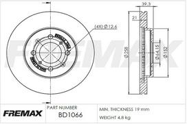 Stabdžių diskas FREMAX BD-1066