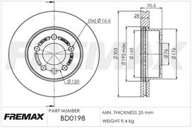 Stabdžių diskas FREMAX BD-0198