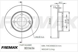 Stabdžių diskas FREMAX BD-3636