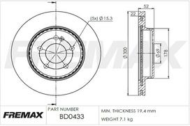 Stabdžių diskas FREMAX BD-0433