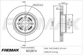 Stabdžių diskas FREMAX BD-2876