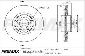 Stabdžių diskas FREMAX BD-3338