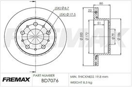 Stabdžių diskas FREMAX BD-7076