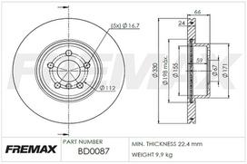 Stabdžių diskas FREMAX BD-0087