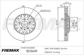 Stabdžių diskas FREMAX BD-3649