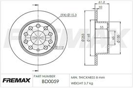 Stabdžių diskas FREMAX BD-0059