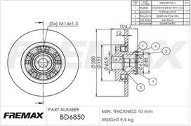 Stabdžių diskas FREMAX BD-6850-KT