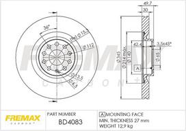 Stabdžių diskas FREMAX BD-4083