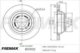 Stabdžių diskas FREMAX BD-3022