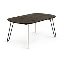 Prailginamas valgomojo stalas tamsiai rudos spalvos su uosio dekoro stalviršiu 100x170 cm Milian – Kave Home