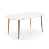 Prailginamas valgomojo stalas baltos spalvos su baltu stalviršiu 100x160 cm Oqui – Kave Home