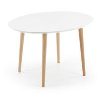 Prailginamas valgomojo stalas baltos spalvos su baltu stalviršiu 90x120 cm Oqui – Kave Home