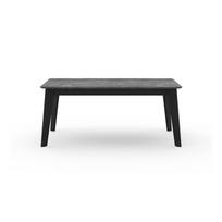 Prailginamas valgomojo stalas juodos spalvos su betono dekoro stalviršiu 100x180 cm Shadow – TemaHome