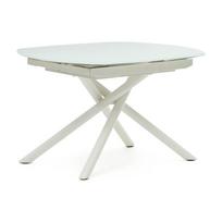 Prailginamas valgomojo stalas baltos spalvos su stikliniu stalviršiu 100x130 cm Yodalia – Kave Home