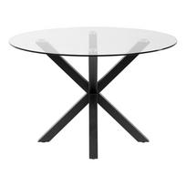 Apvalus valgomojo stalas su stikliniu stalviršiu Kave Home, ø 119 cm