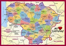 Žemėlapis - atvirlaiškis „Aš myliu Lietuvą“