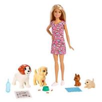 BARBIE lėlė su 4 šunyčiais, FXH