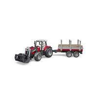 BRUDER Massey Ferguson 7480 krautuvas su priekaba rąstams, 2046