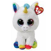 TY Beanie Boos pliušinis baltas vienaragis su spalvotomis pėdutėmis PIXY 15,5cm, TY36852