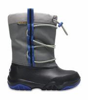 Crocs™ Swiftwater Waterproof Boot Kid's Black/Blue Jean 35