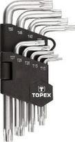Žvaigždinių raktų komplektas 9vnt trumpi TORX T10-50mm Topex