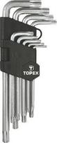 Šešiakampių raktų komplektas 9vnt ilgi TORX T10-50mm Topex