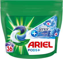 Ariel All-in-1 PODs +Touch of Fresh Air Lenor Skalbimo Kapsulės, 36 Skalb
