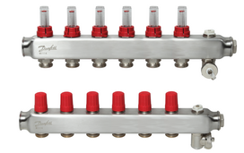 Grindinio šildymo kolektorius, DANFOSS SSM-6F, 1", 6 žiedų, reguliuojamas, plieninis, su debitomačia
