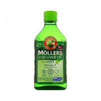 mollers zuves taukai -  MOLLER'S COD LIVER OIL, skysti žuvų taukai, obuolių skonio, 250 ml - 1 nuotrauka