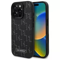 iphone telefonai - Karl Lagerfeld "Leather Monogram Metal Logo MagSafe iPhone 16 Pro" Black - 1 nuotrauka