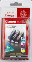 spausdintuvo canon kasetes - Canon CLI-521 C/M/Y MultiPack - 1 nuotrauka