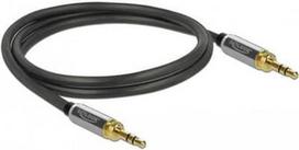 Delock 85785 Stereo Cable 3.5mm Male To Male Black 1m + 6.35mm Adapter