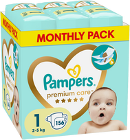 pampers premium care - Pampers Premium Care Tape Diapers, Size 1, 156 Diapers, 2-5kg - 2 nuotrauka