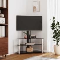 aukstas stalas - Vidaxl Kampinis TV staliukas, 3 aukštų, juodas/sidabrinis - 1 nuotrauka